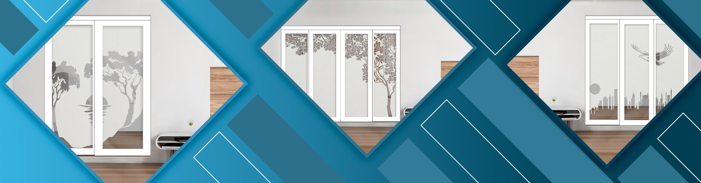 Frosted Panel Bypass Closet Doors