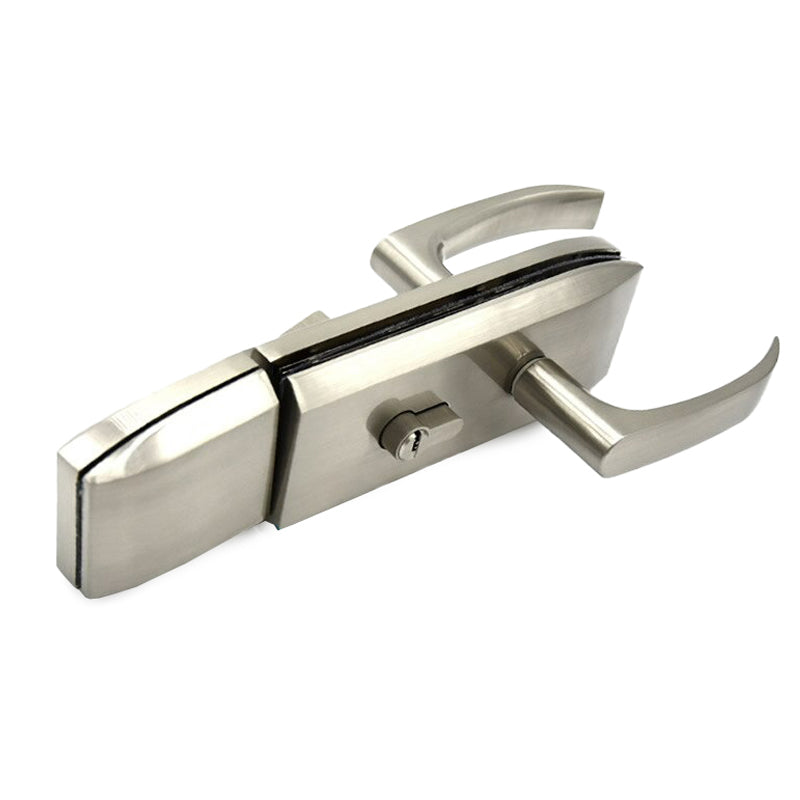 Stainless Steel Glass Door Lock - Single or Double Sided with Latch and Handle Thumbturn KNUR - 3181 - DoorDiscounter