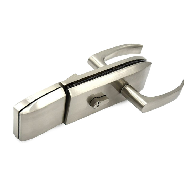 Stainless Steel Glass Door Lock - Single or Double Sided with Latch and Handle Thumbturn KNUR - 3181 - DoorDiscounter