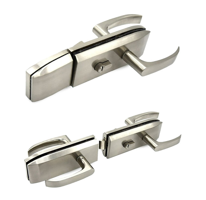 Stainless Steel Glass Door Lock - Single or Double Sided with Latch and Handle Thumbturn KNUR - 3181 - DoorDiscounter
