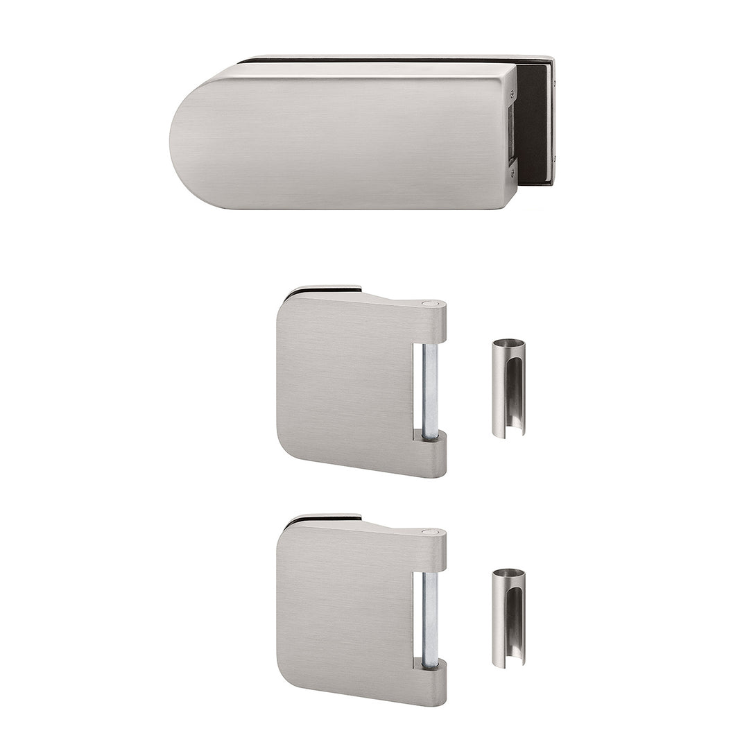 Stainless Steel Matt Strike Box Oval Shaped for Glass Door Lock + Junior Hinges BNHK - 3195 - DoorDiscounter