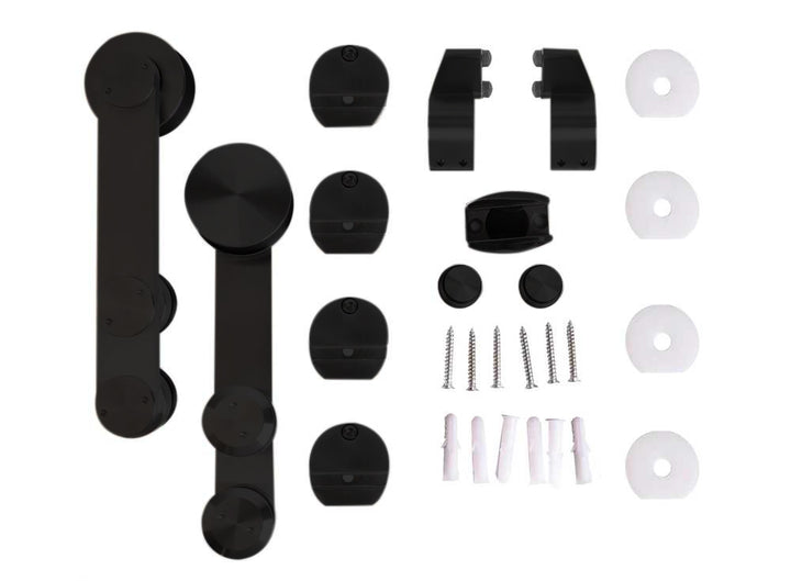 Frameless Industrial Glass Style Sliding Double Barn Door FIBD - 1380 - DoorDiscounter