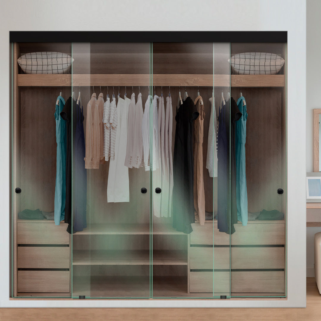 4 PANEL FRAMELESS CLOSET GLASS SLIDING BYPASS DOOR FSG4 - 3157 - DoorDiscounter