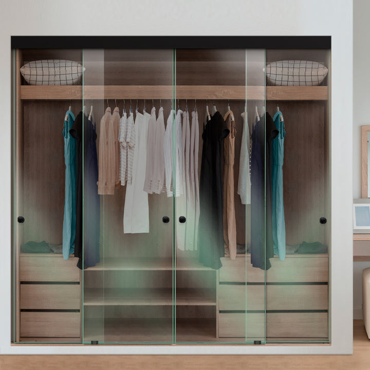 4 PANEL FRAMELESS CLOSET GLASS SLIDING BYPASS DOOR FSG4 - 3157 - DoorDiscounter