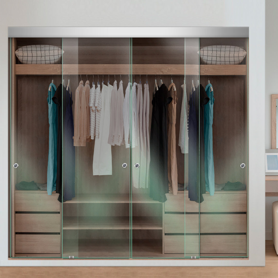 4 PANEL FRAMELESS CLOSET GLASS SLIDING BYPASS DOOR FSG4 - 3157 - DoorDiscounter