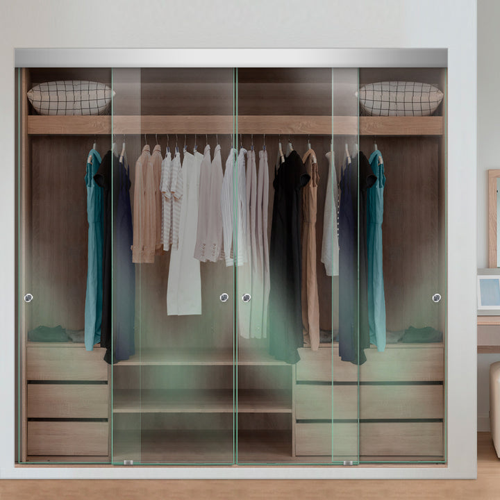 4 PANEL FRAMELESS CLOSET GLASS SLIDING BYPASS DOOR FSG4 - 3157 - DoorDiscounter