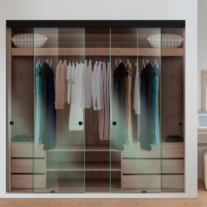 4 PANEL FRAMELESS CLOSET GLASS SLIDING BYPASS DOOR FSG4 - 3157 - DoorDiscounter