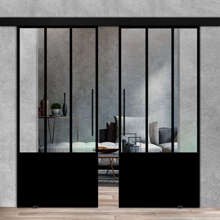 Double Sliding Glass Barn Door  Loft Style A100 LSBD - 3499 - DoorDiscounter