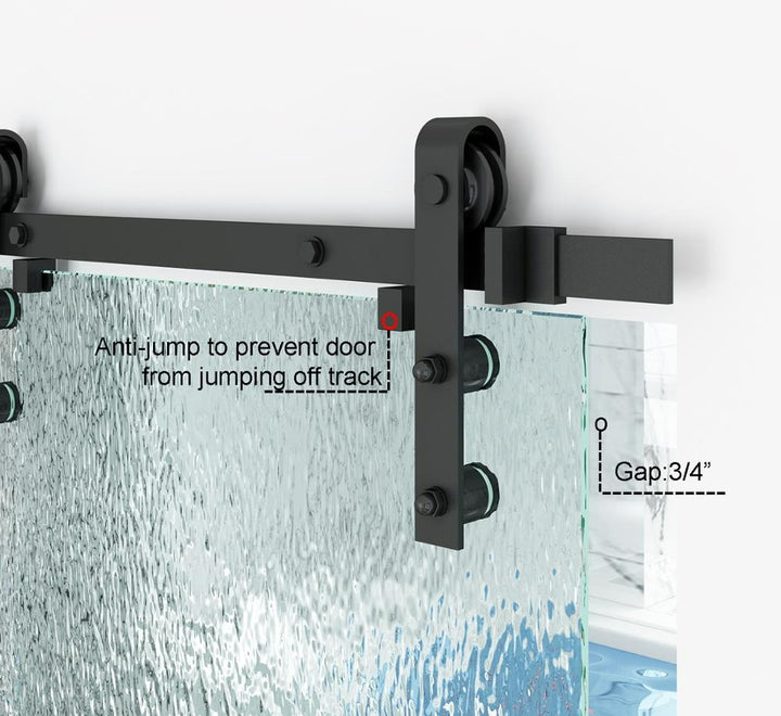 Frameless Industrial Glass Style Sliding Double Barn Door FIBD - 1380 - DoorDiscounter