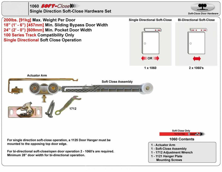 Soft Close Kit for Bypass Closet Door  1 Direction SC1D - 3613 - DoorDiscounter