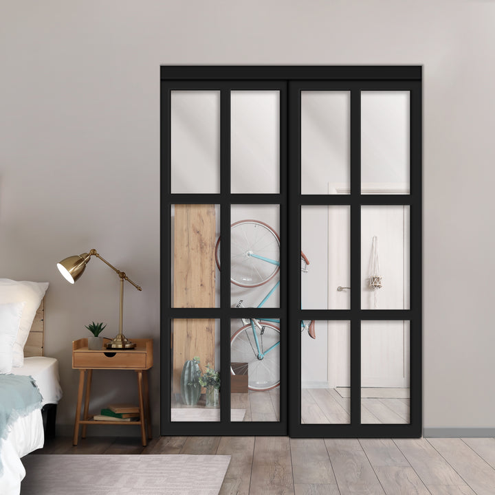 2 Panel Mirror Loft - Industrial Closet Sliding Doors BMSC - 3248 - DoorDiscounter