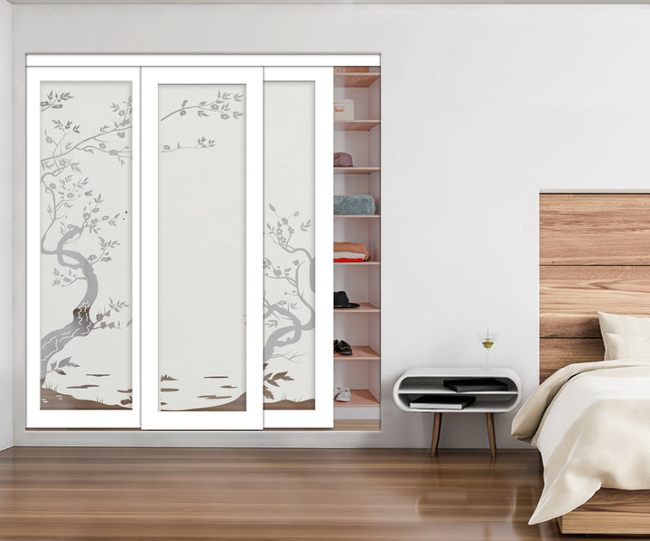 3 Leaf Mirror Effect Bypass Closet Door MEC3 - 0192 - DoorDiscounter