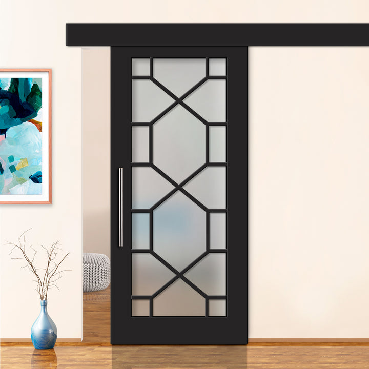 FRENCH 18 LITE SLIDING BARN DOOR WITH GLASS PANEL FDGP - 2848 - DoorDiscounter