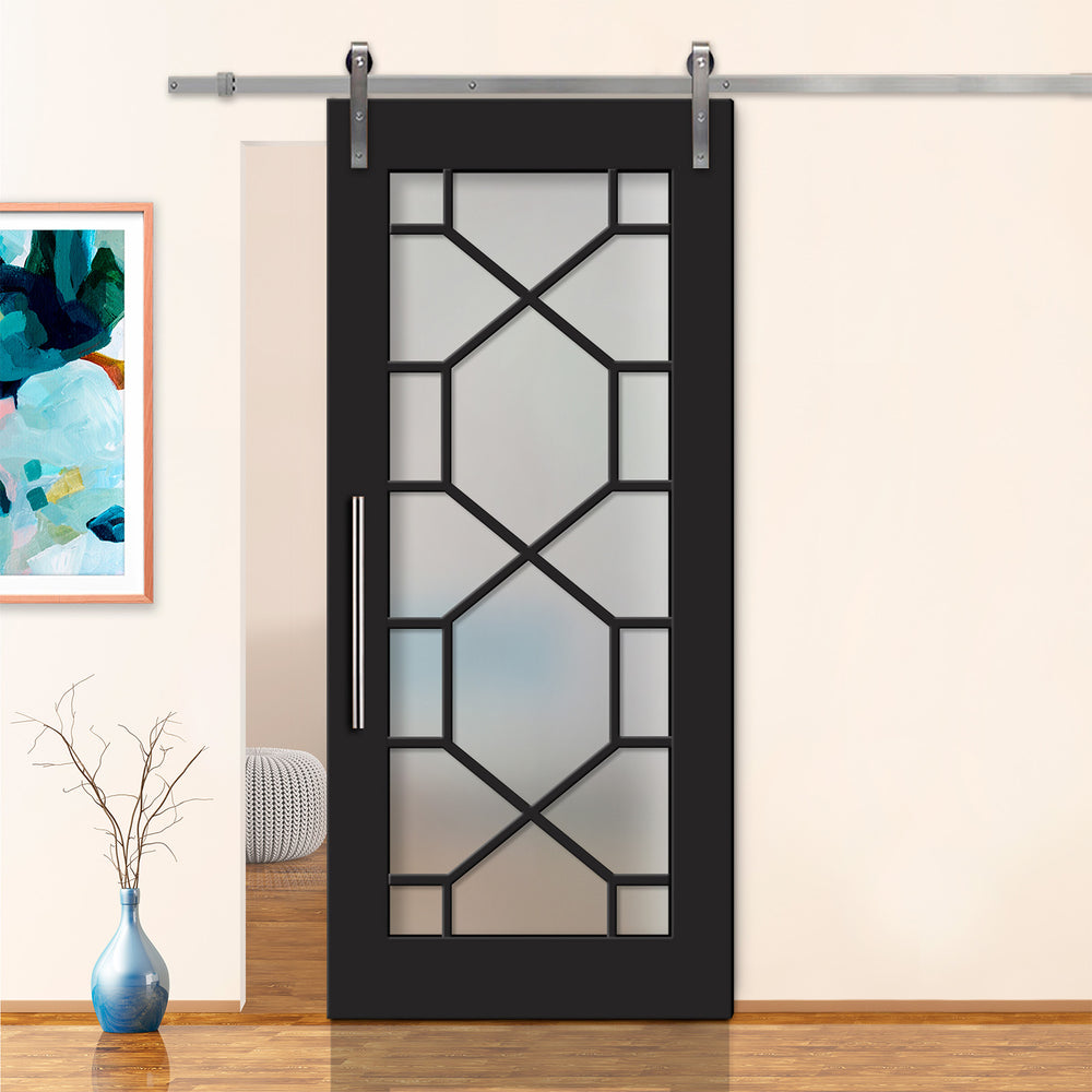 FRENCH 18 LITE SLIDING BARN DOOR WITH GLASS PANEL FDGP - 2848 - DoorDiscounter