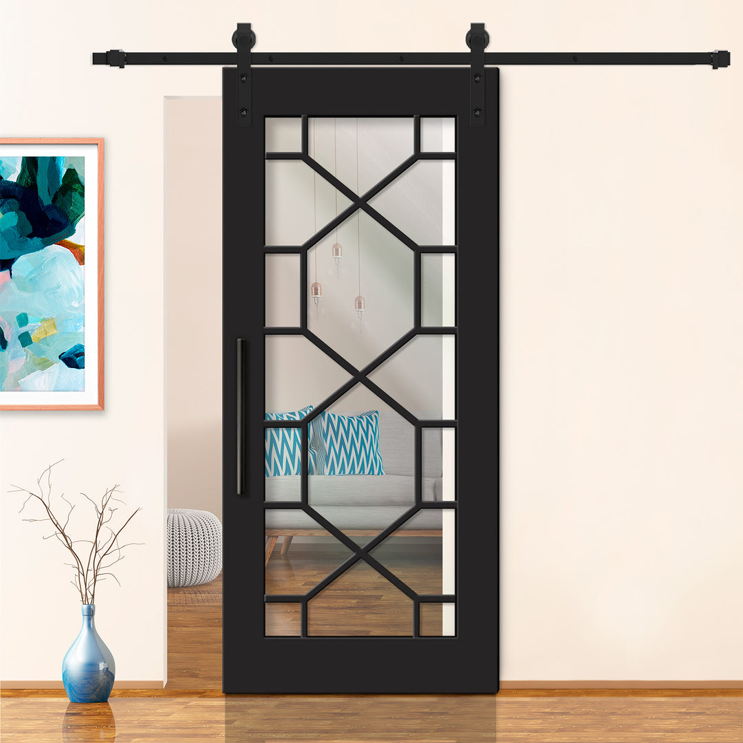 FRENCH 18 LITE SLIDING BARN DOOR WITH GLASS PANEL FDGP - 2848 - DoorDiscounter