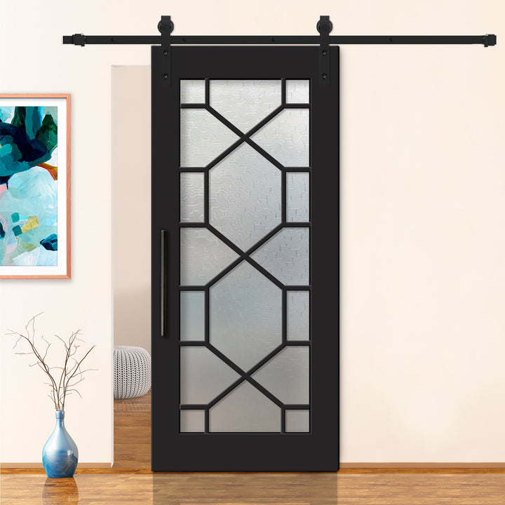 FRENCH 18 LITE SLIDING BARN DOOR WITH GLASS PANEL FDGP - 2848 - DoorDiscounter