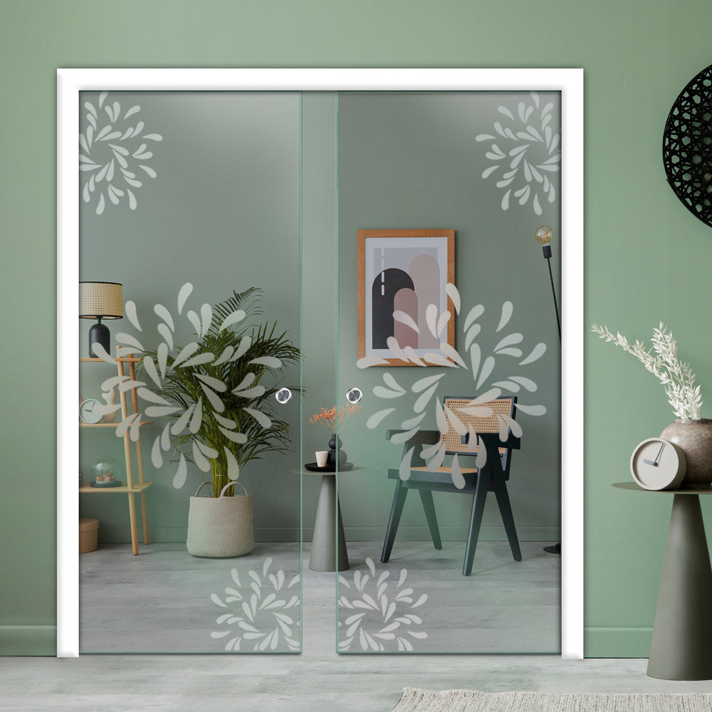 DOUBLE SLIDING POCKET GLASS DOOR WITH TRACK SYSTEM DPTS - 1395 - DoorDiscounter