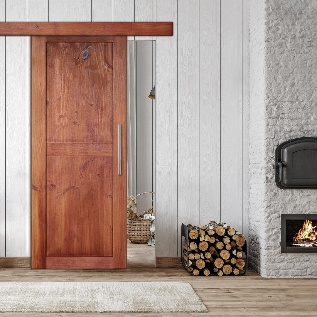 Rustic  Barn Door with Wire Brushed Pattern WBPD - 3808 - DoorDiscounter