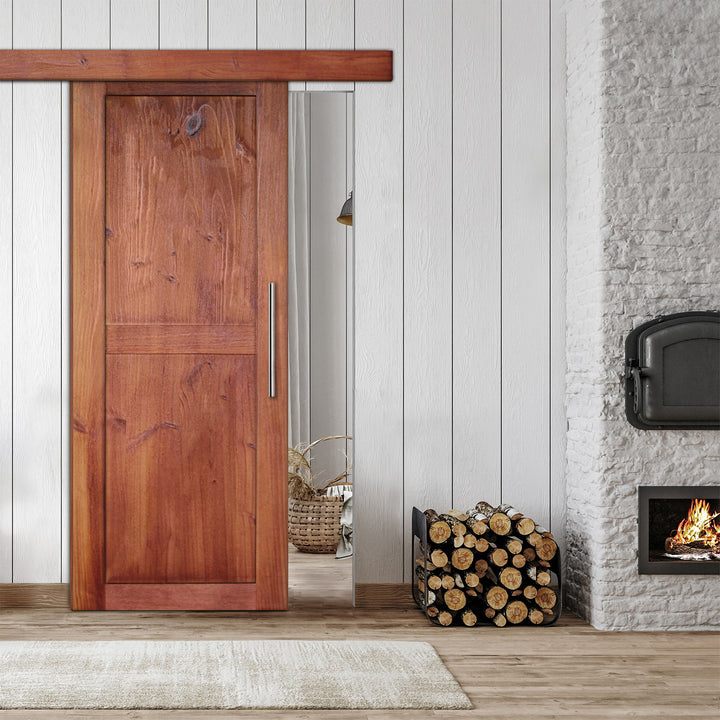Rustic  Barn Door with Wire Brushed Pattern WBPD - 3808 - DoorDiscounter