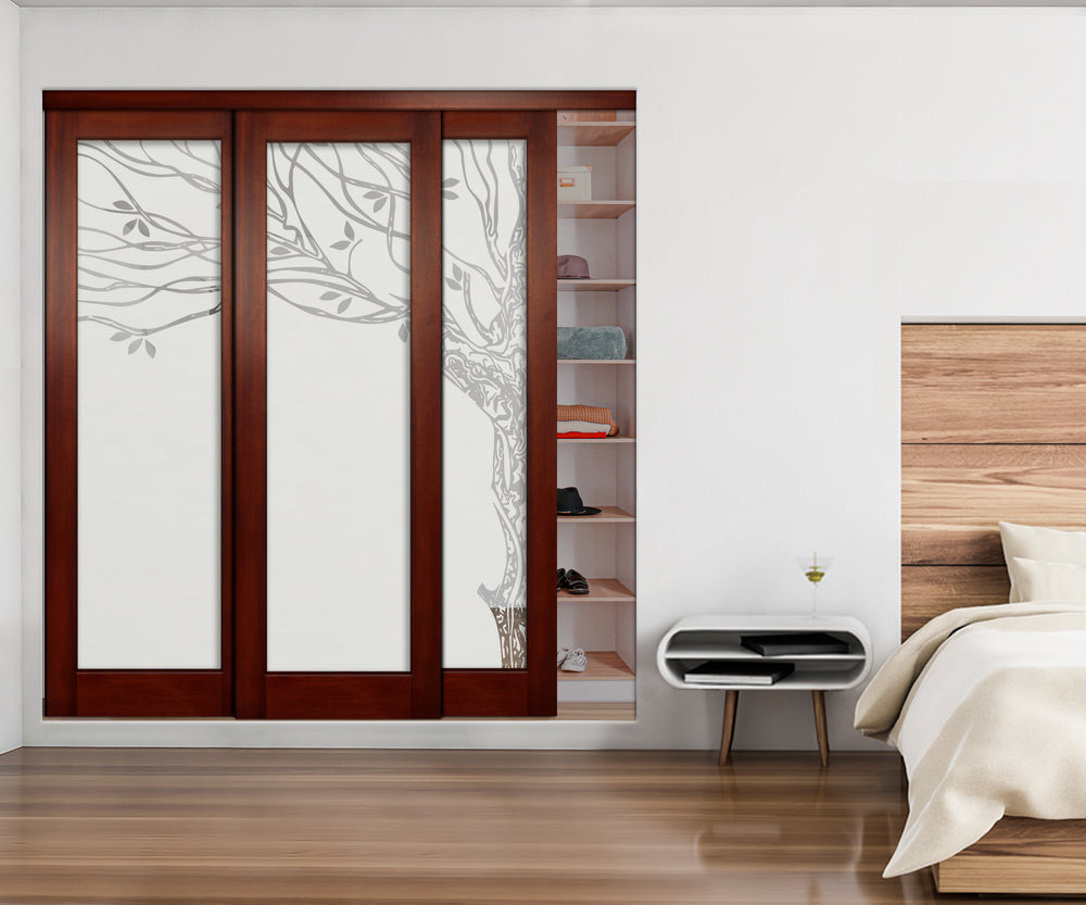3 Leaf Mirror Effect Bypass Closet Door MEC3 - 0193 - DoorDiscounter