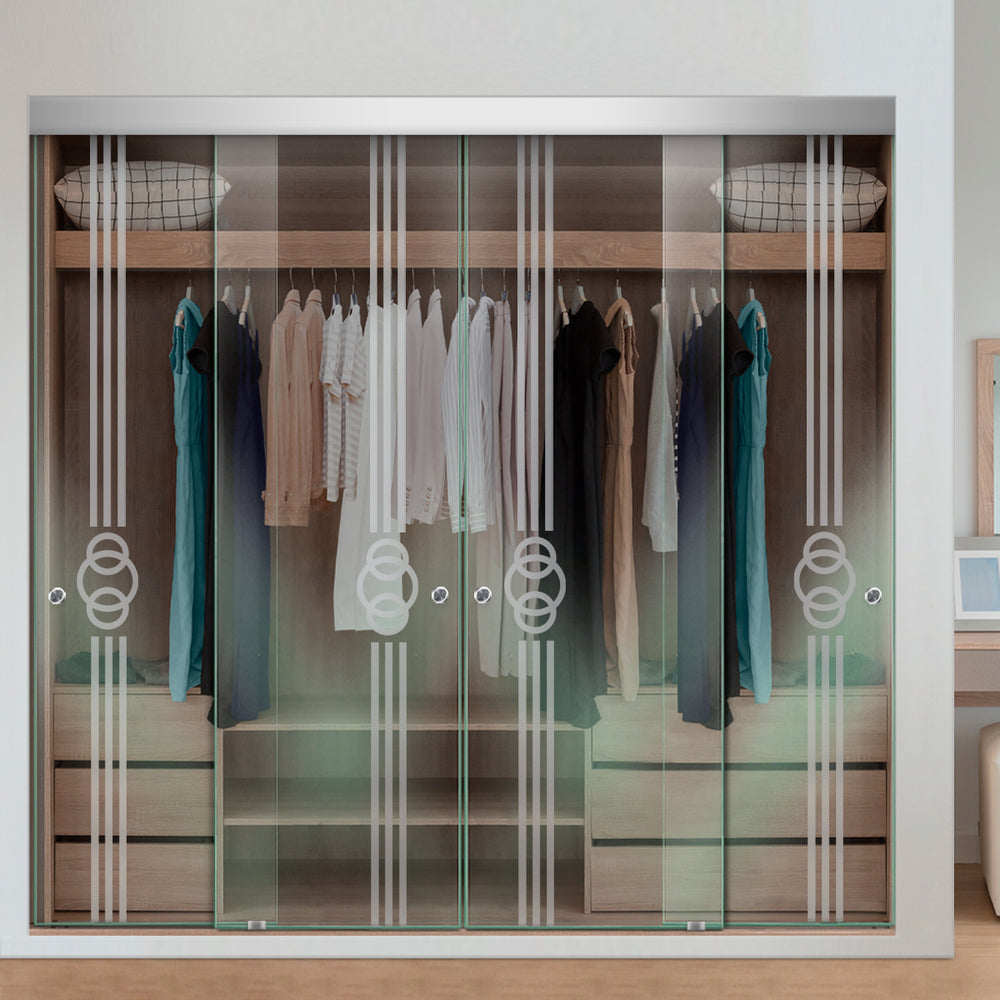 4 PANEL FRAMELESS CLOSET GLASS SLIDING BYPASS DOOR FSG4 - 3210 - DoorDiscounter