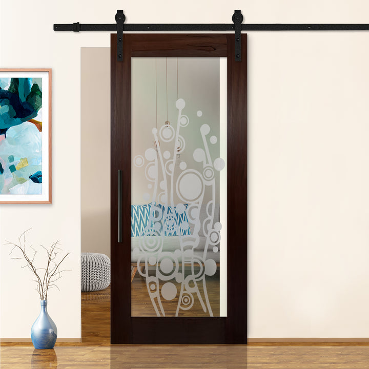 Sliding Barn Door with Frosted Design SBDF - 2394 - DoorDiscounter