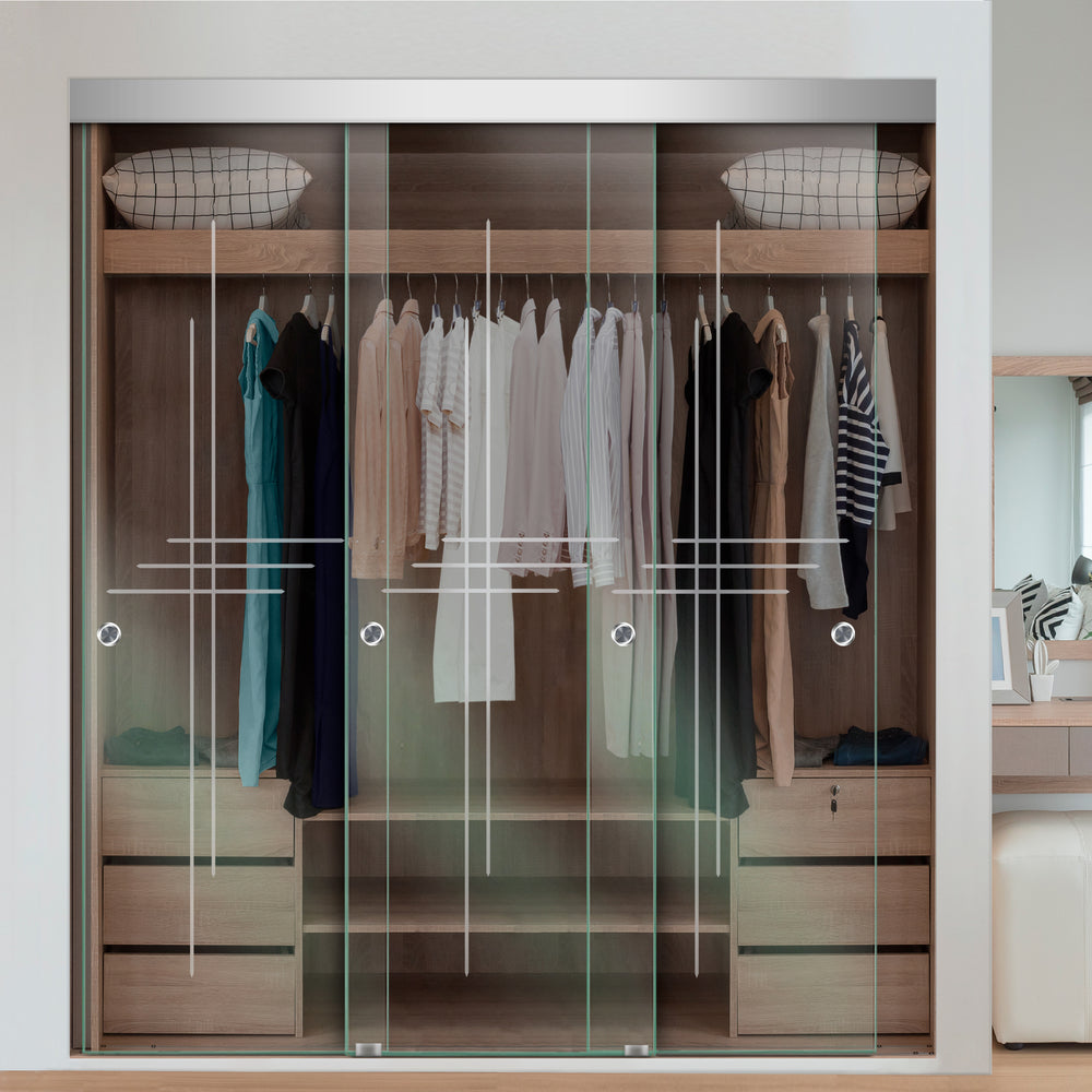 3 PANEL FRAMELESS CLOSET GLASS SLIDING BYPASS DOOR FSG3 - 3116 - DoorDiscounter
