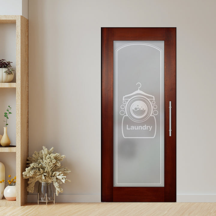 Self Closing Pivot Wooden Glass Door with Laundry Design Pwgd - 0437 - DoorDiscounter