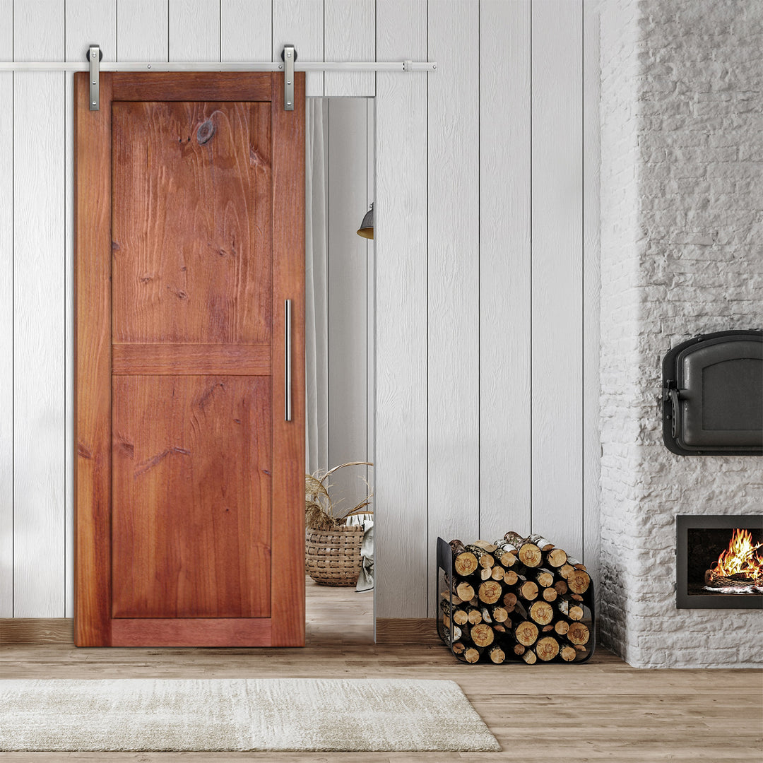 Rustic  Barn Door with Wire Brushed Pattern WBPD - 3808 - DoorDiscounter