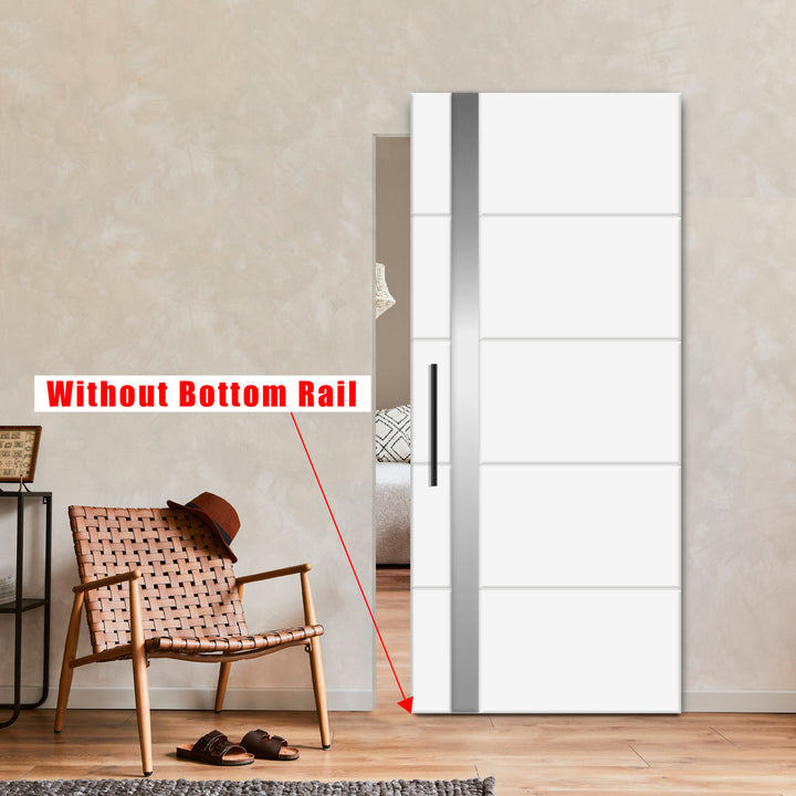 Flush Sliding Barn Door With Aluminium vertical Line & Hidden / Invisible Hardware FHID - 1012 - DoorDiscounter