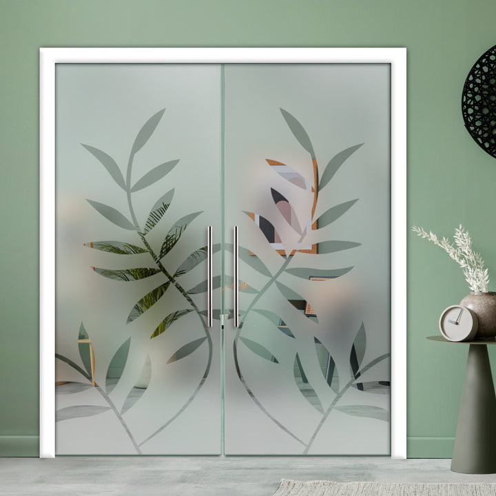 DOUBLE SLIDING POCKET GLASS DOOR WITH TRACK SYSTEM DPTS - 1396 - DoorDiscounter