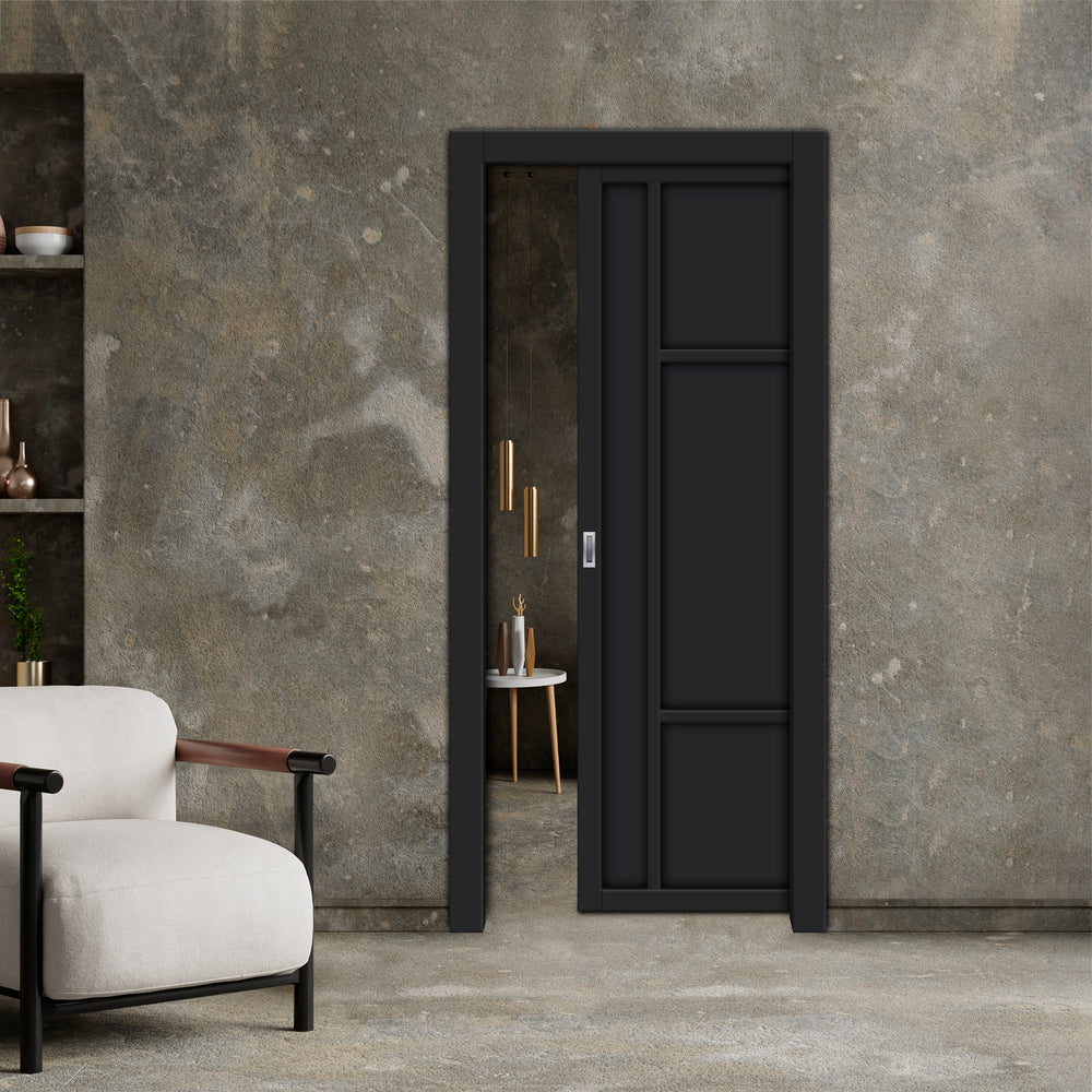 Wooden Pocket Door Industrial Style Design WPID - 1856 - DoorDiscounter