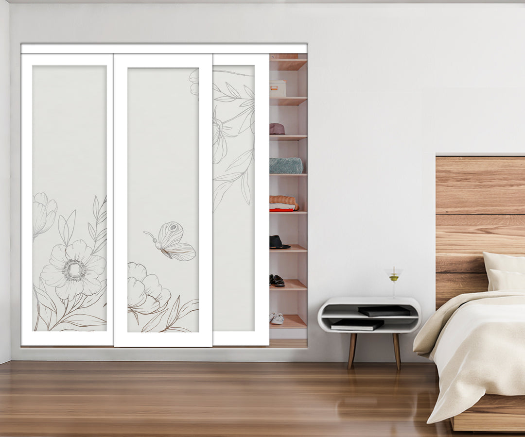 3 Leaf Mirror Effect Bypass Closet Door MEC3 - 0194 - DoorDiscounter