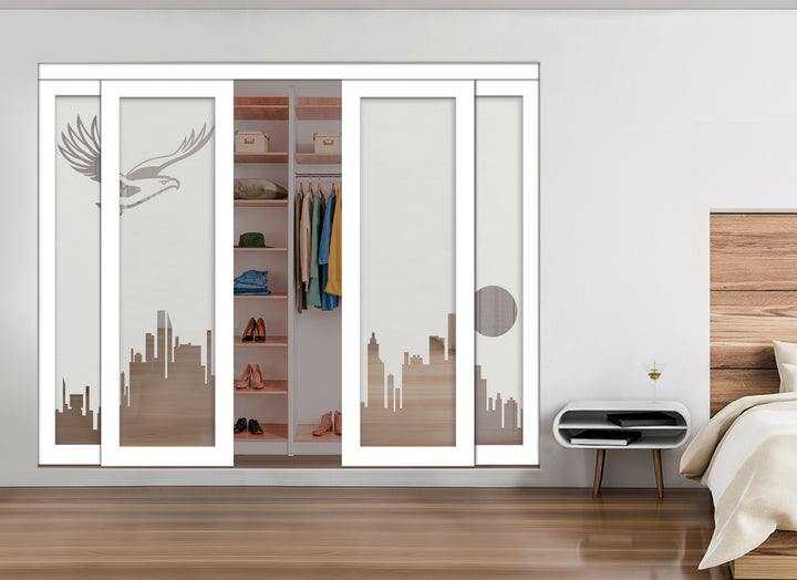 4 Leaf Mirror Effect Bypass Closet Door MEC4 - 0533 - DoorDiscounter