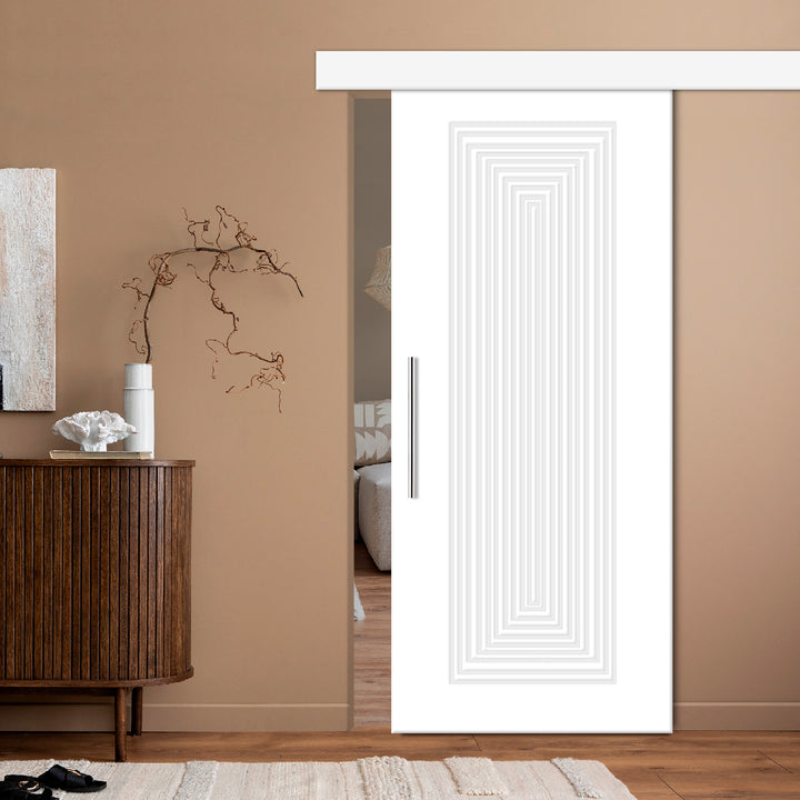 Modern Interior Flush Sliding Barn Door with CNC Router Design MICD - 1174 - DoorDiscounter