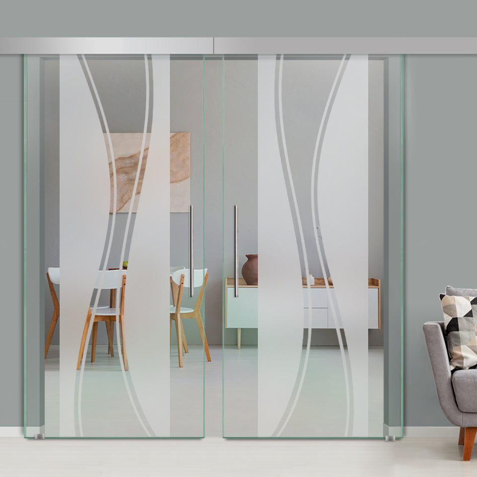 Double Sliding Glass Barn Door A100 SGB2 - 1409 - DoorDiscounter