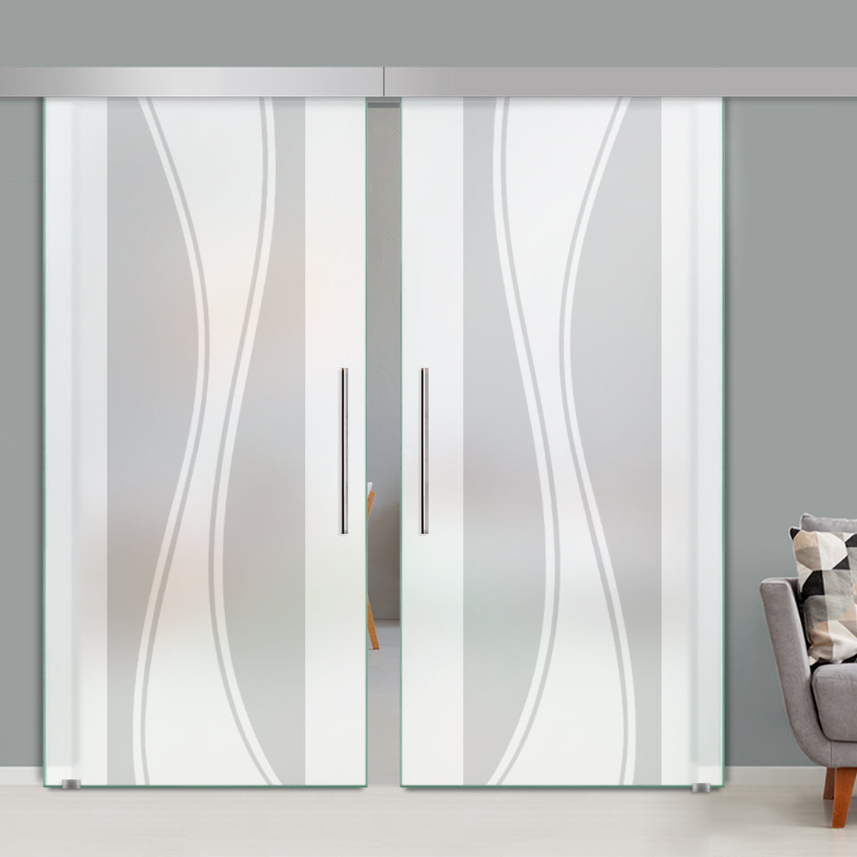 Double Sliding Glass Barn Door A100 SGB2 - 1409 - DoorDiscounter