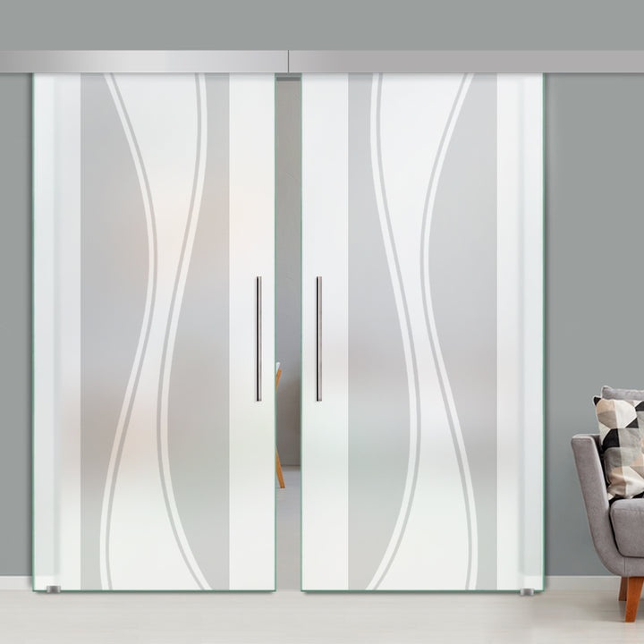 Double Sliding Glass Barn Door A100 SGB2 - 1409 - DoorDiscounter