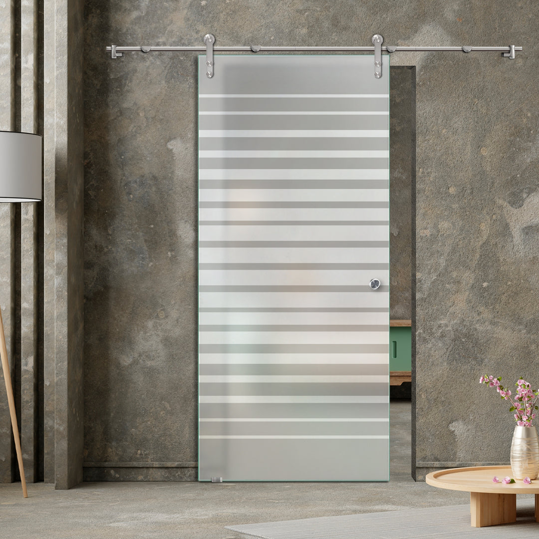 GLASS SLIDING BARN DOOR WITH DESIGN V1000 GSBD - 3286 - DoorDiscounter