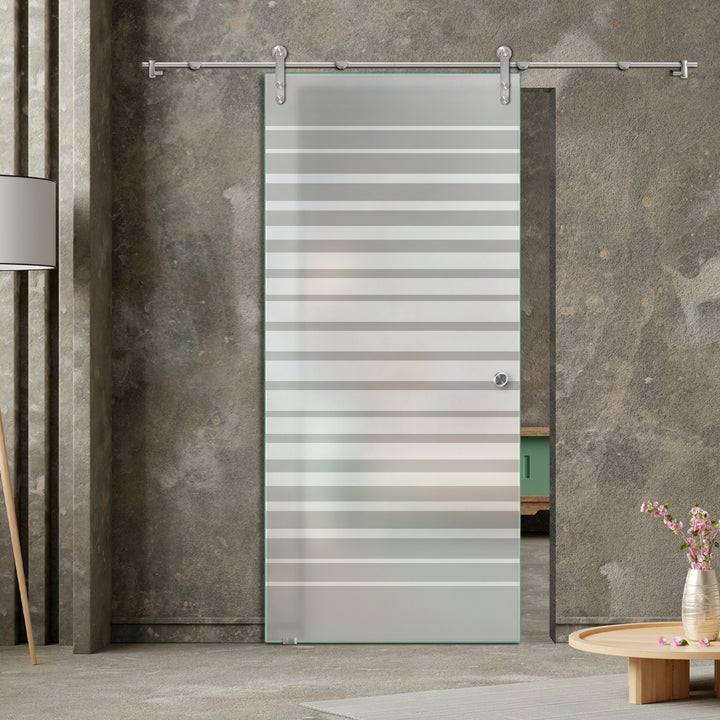 GLASS SLIDING BARN DOOR WITH DESIGN V1000 GSBD - 3286 - DoorDiscounter