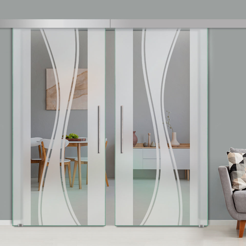 Double Sliding Glass Barn Door A100 SGB2 - 1409 - DoorDiscounter