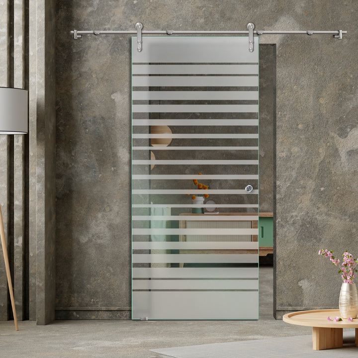GLASS SLIDING BARN DOOR WITH DESIGN V1000 GSBD - 3286 - DoorDiscounter