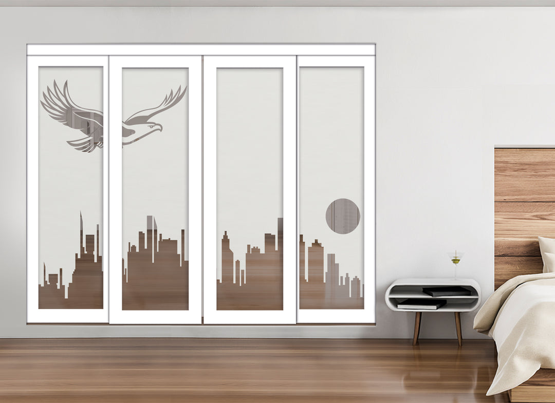 4 Leaf Mirror Effect Bypass Closet Door MEC4 - 0533 - DoorDiscounter