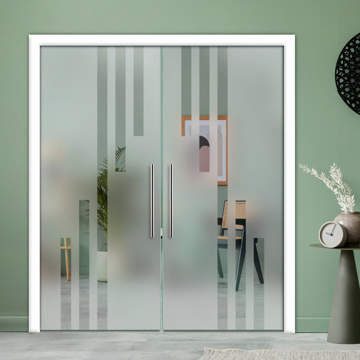 DOUBLE SLIDING POCKET GLASS DOOR WITH TRACK SYSTEM DPTS - 2600 - DoorDiscounter
