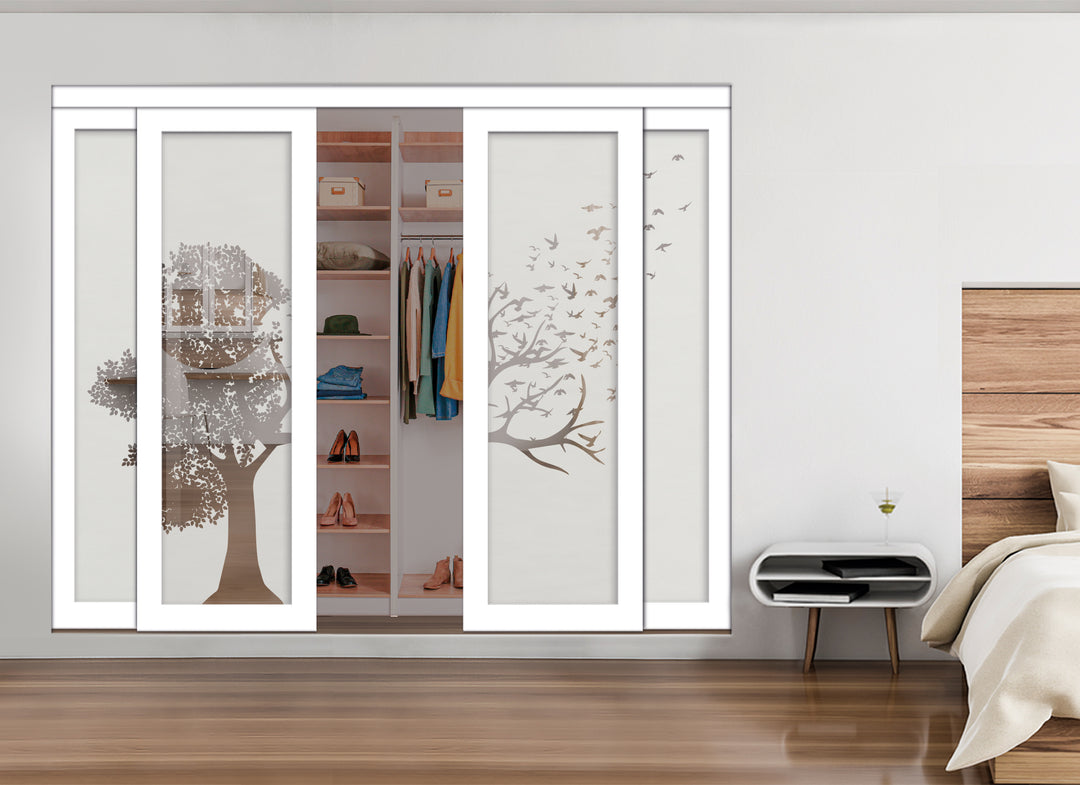 4 Leaf Mirror Effect Bypass Closet Door MEC4 - 0534 - DoorDiscounter