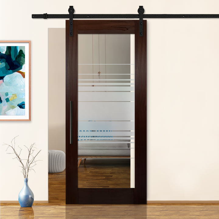 Sliding Barn Door with Frosted Design SBDF - 2396 - DoorDiscounter