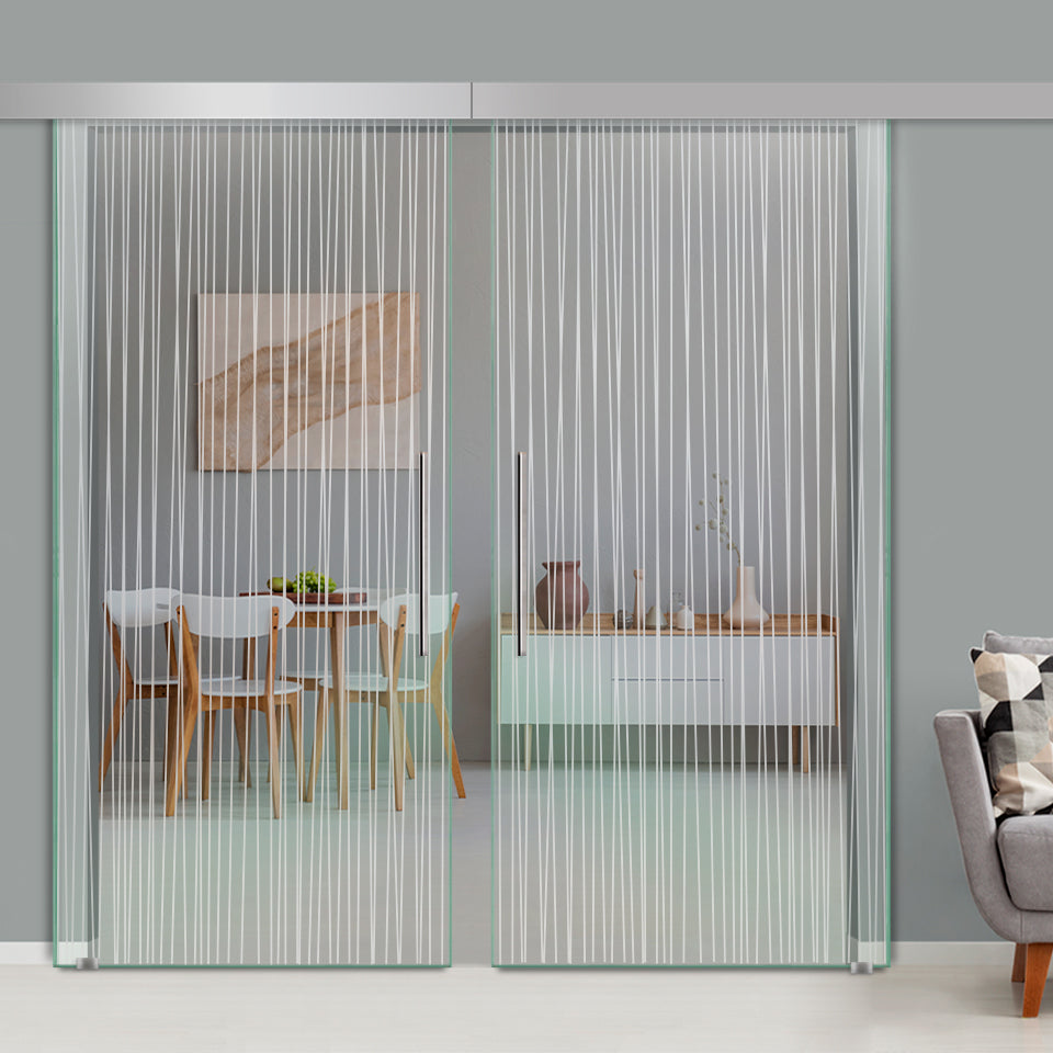 Double Sliding Glass Barn Door A100 SGB2 - 3733 - DoorDiscounter