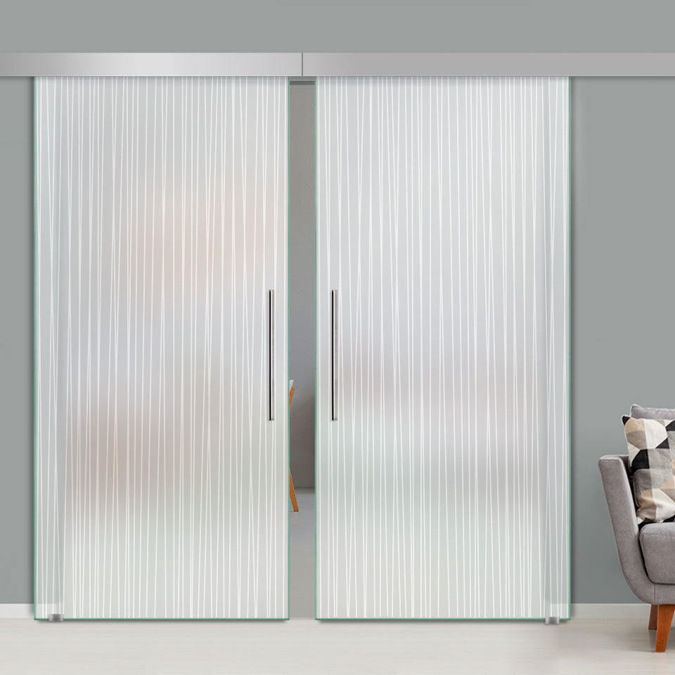 Double Sliding Glass Barn Door A100 SGB2 - 3733 - DoorDiscounter