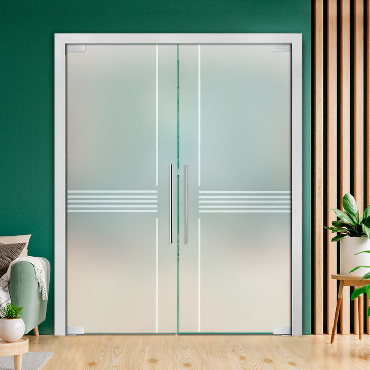 Frameless Double Pivot Glass Door with Self Closing Pivot Hinges FDPG - 2314 - DoorDiscounter