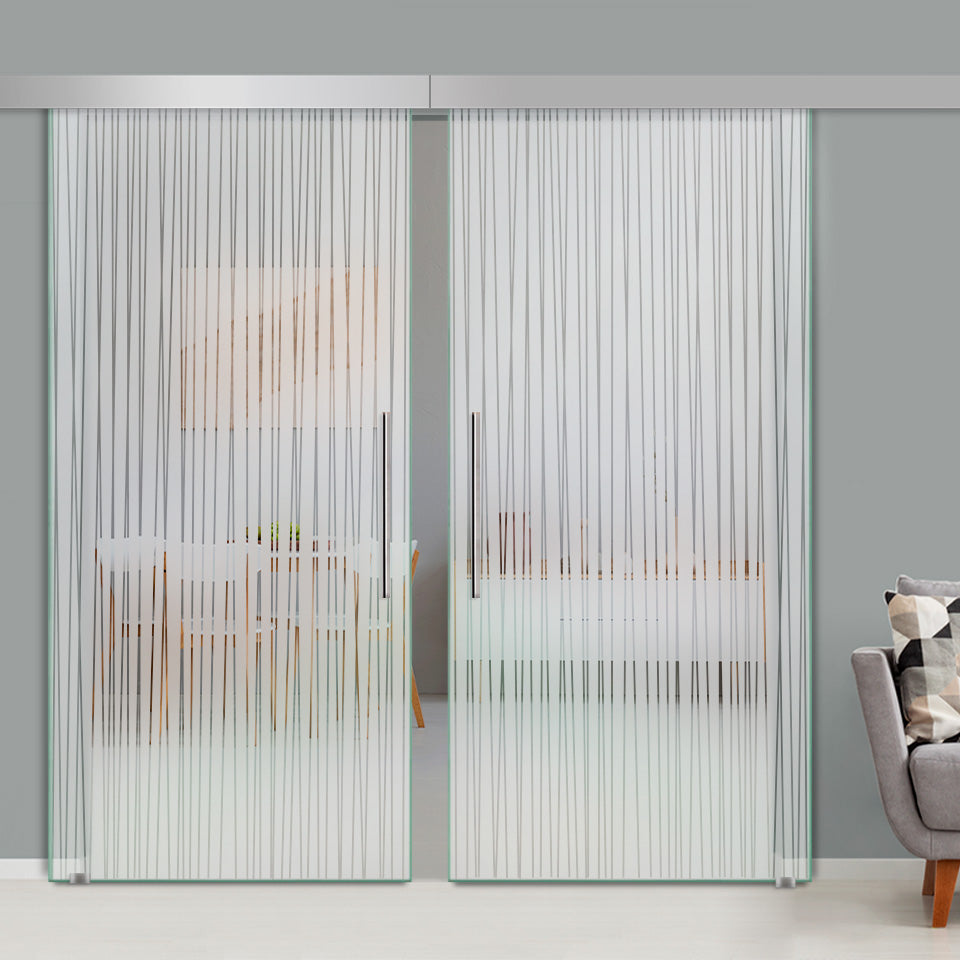 Double Sliding Glass Barn Door A100 SGB2 - 3733 - DoorDiscounter